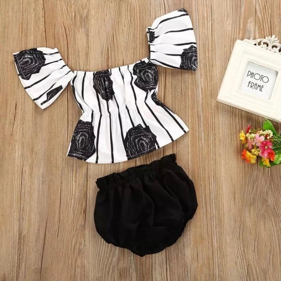 Girls Flower Detail Top & Short Set